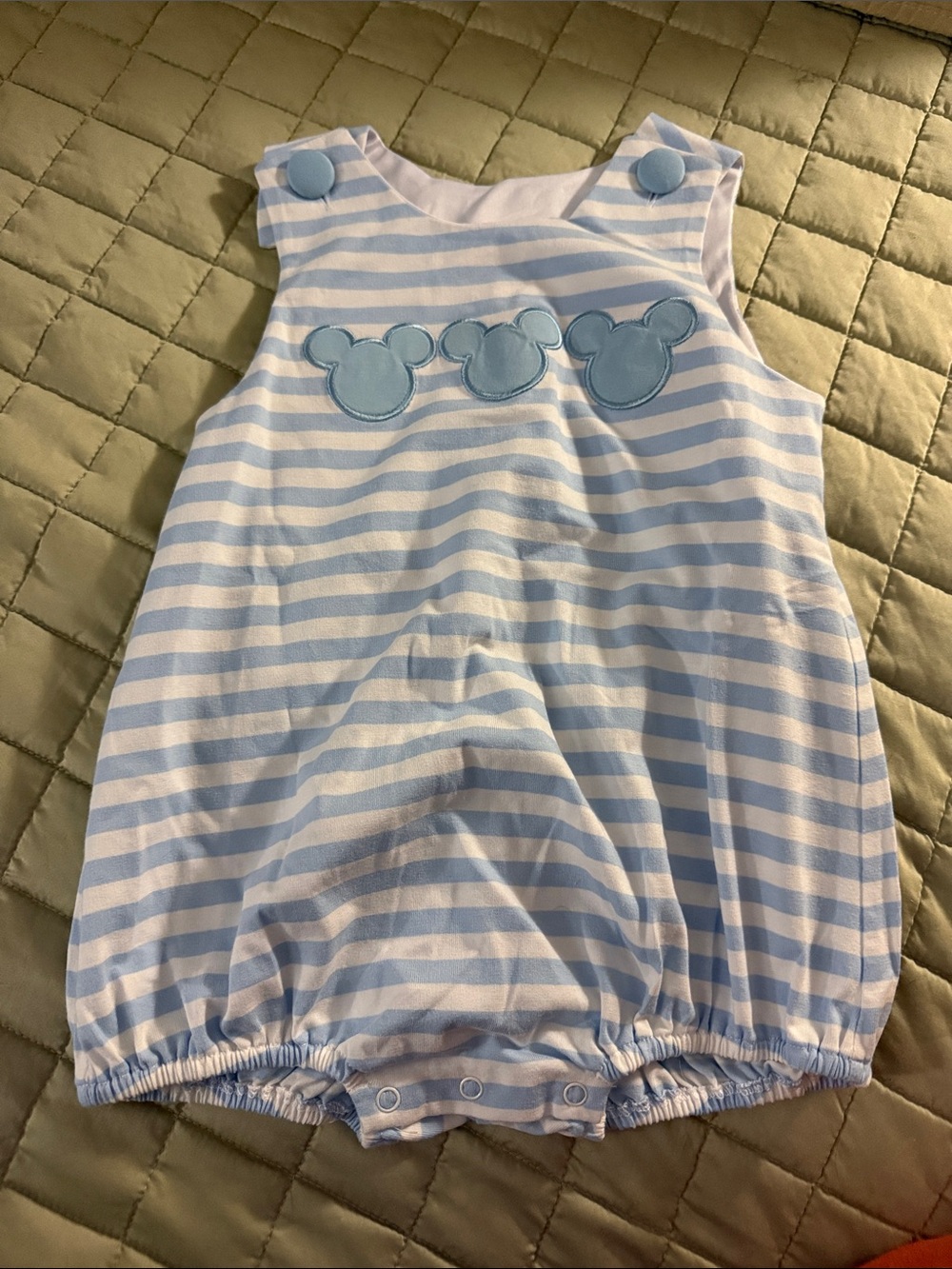 Stitchy Fish Blue Striped Baby Boys' Sleeveless Mickey Romper
